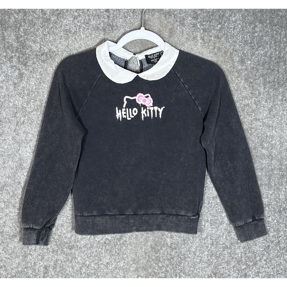 Hello Kitty And Friends x‎ Forever 21 Kids Sweatshirt Girls Sz 9/10 Faded Black